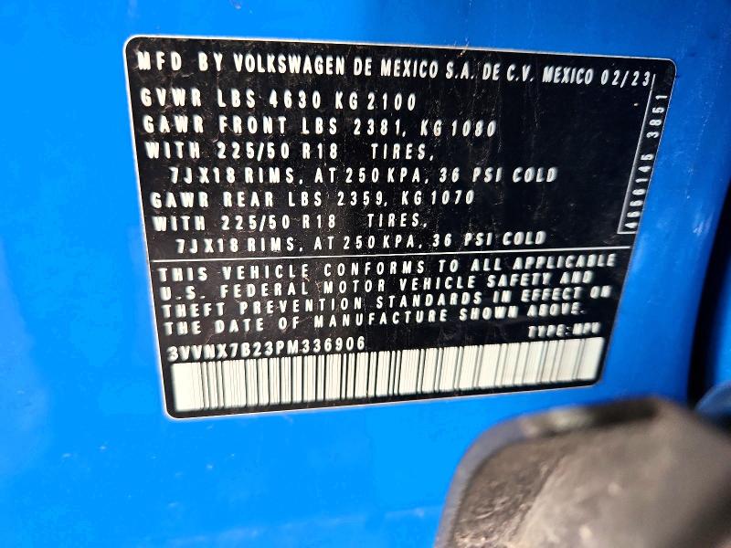 Aukcja sprzedaży 2023 Volkswagen Taos, vin: 3VVNX7B23PM336906, numer aukcji: 67803486