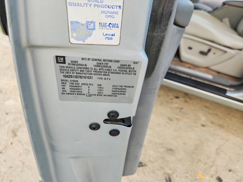 2008 Gmc Envoy მანქანა იყიდება აუქციონზე, vin: 1GKDS13S782161531, აუქციონის ნომერი: 67459726