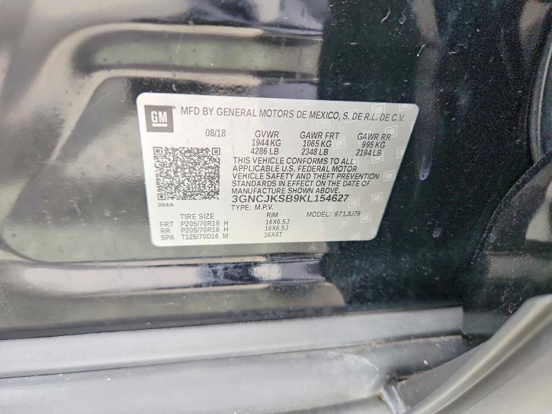 Продаж на аукціоні авто 2019 Chevrolet Trax, vin: 3GNCJKSB9KL154627, номер лоту: 69357786