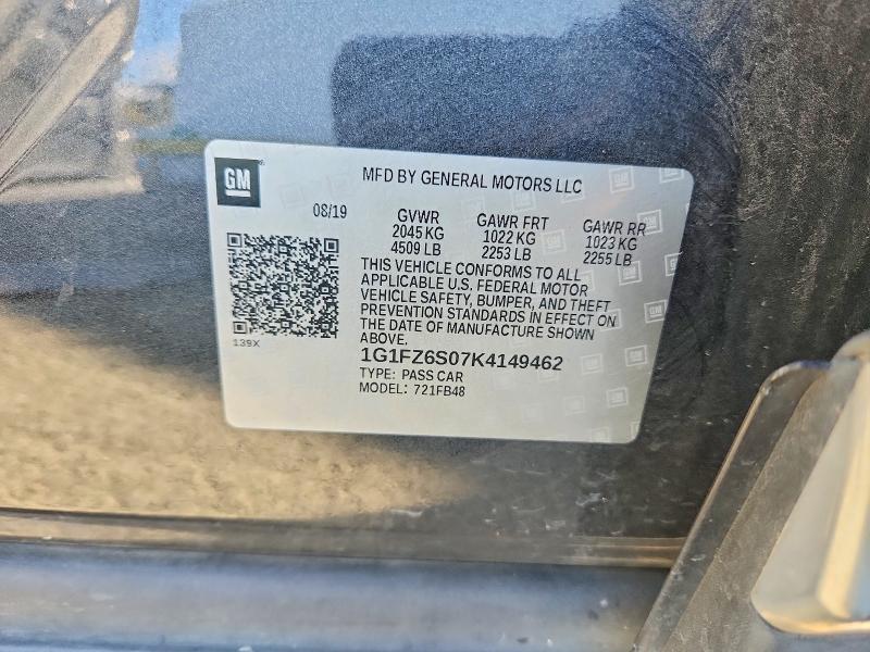2019 Chevrolet Bolt Ev მანქანა იყიდება აუქციონზე, vin: 1G1FZ6S07K4149462, აუქციონის ნომერი: 67513736