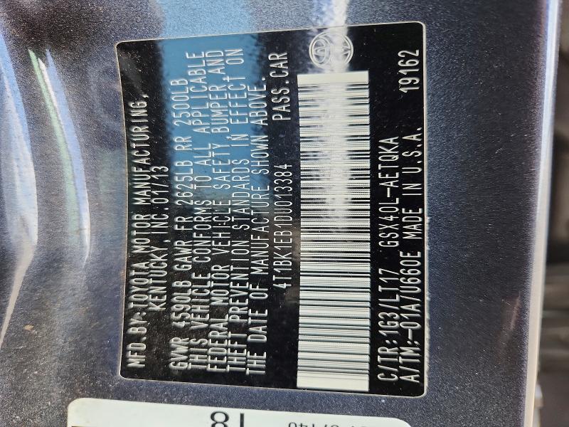 69699136 :رقم المزاد ، 4T1BK1EB1DU013384 vin ، 2013 Toyota Avalon مزاد بيع