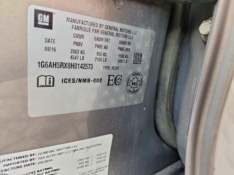 68362246 :رقم المزاد ، 1G6AH5RX8H0142573 vin ، 2017 Cadillac Ats مزاد بيع