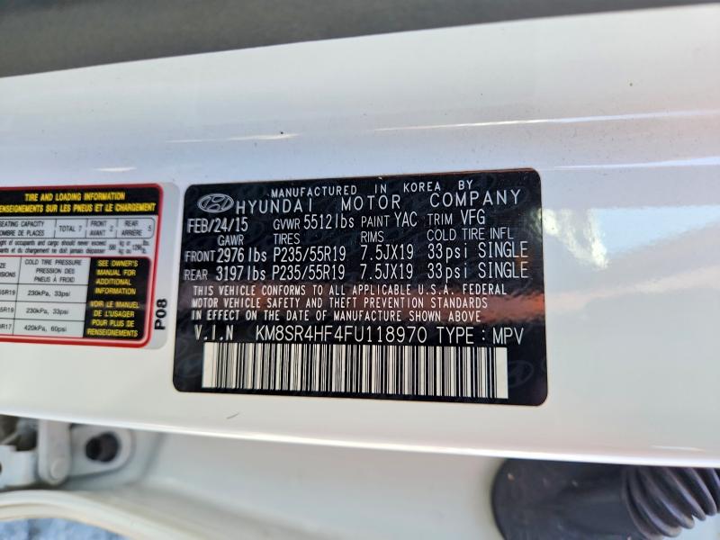 Продажа на аукционе авто 2015 Hyundai Santa Fe, vin: KM8SR4HF4FU118970, номер лота: 67373036