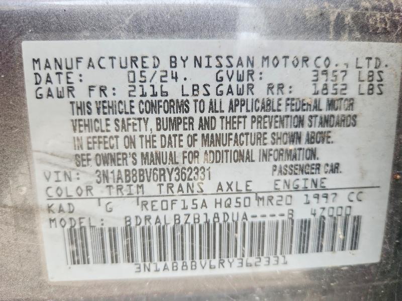 Продажа на аукционе авто 2024 Nissan Sentra, vin: 3N1AB8BV6RY362331, номер лота: 68850196
