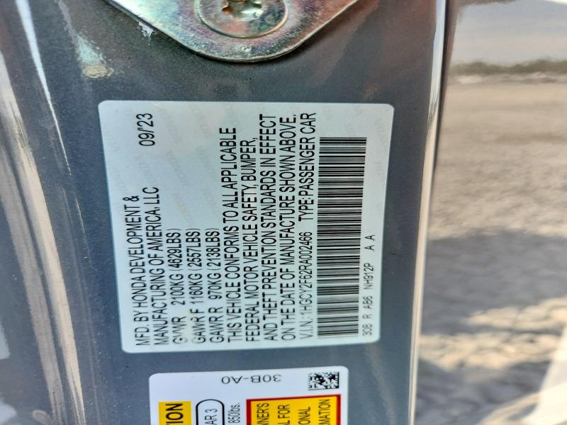 68215136 :رقم المزاد ، 1HGCY2F62RA002466 vin ، 2024 Honda Accord مزاد بيع