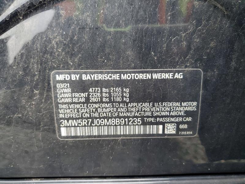 Aukcja sprzedaży 2021 Bmw 330xi, vin: 3MW5R7J09M8B91235, numer aukcji: 66304056