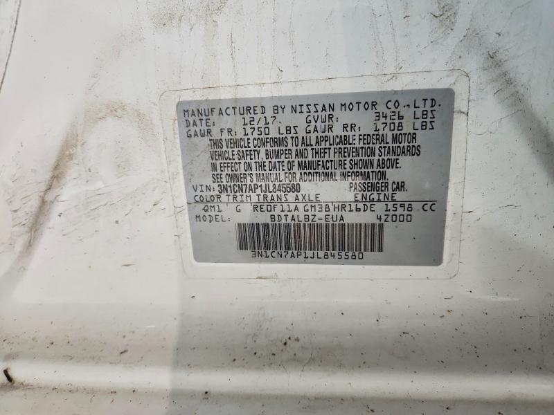 Aukcja sprzedaży 2018 Nissan Versa, vin: 3N1CN7AP1JL845580, numer aukcji: 69215586