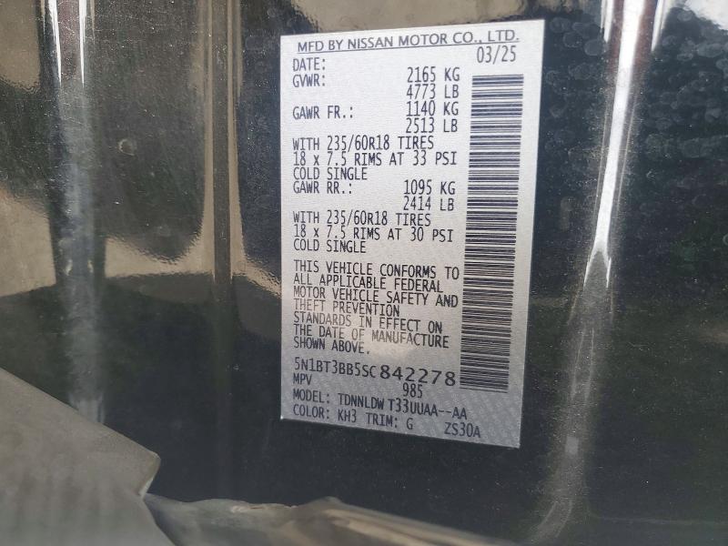 68762636 :رقم المزاد ، 5N1BT3BB5SC842278 vin ، 2025 Nissan Rogue مزاد بيع