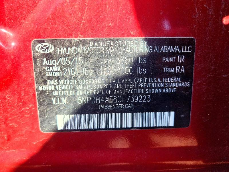 Aukcja sprzedaży 2016 Hyundai Elantra, vin: 5NPDH4AE8GH739223, numer aukcji: 67647046