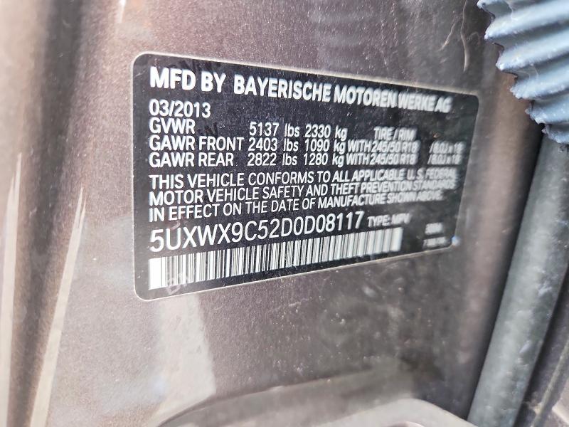2013 Bmw X3 მანქანა იყიდება აუქციონზე, vin: 5UXWX9C52D0D08117, აუქციონის ნომერი: 69934706
