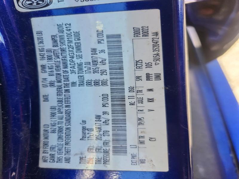 69678536 :رقم المزاد ، 3FADP4GX2FM100412 vin ، 2015 Ford Fiesta مزاد بيع