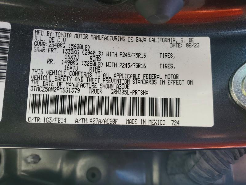 68136206 :رقم المزاد ، 3TMCZ5AN2PM631379 vin ، 2023 Toyota Tacoma مزاد بيع