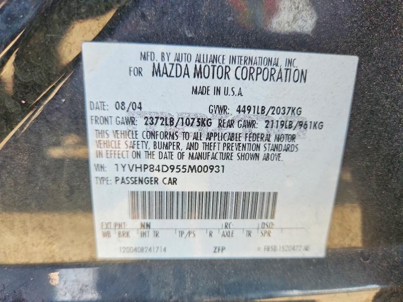 Продаж на аукціоні авто 2005 Mazda 6, vin: 1YVHP84D955M00931, номер лоту: 70924456