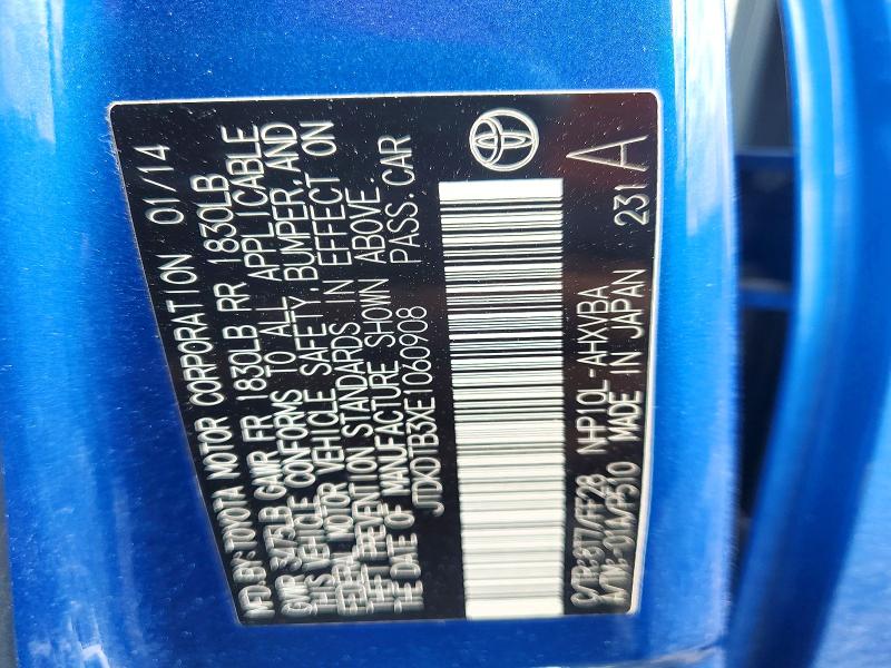 Aukcja sprzedaży 2014 Toyota Prius C, vin: JTDKDTB3XE1060908, numer aukcji: 68976126