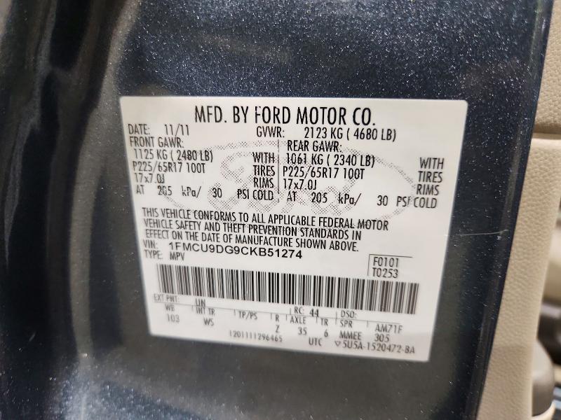 Auction sale of the 2012 Ford Escape, vin: 1FMCU9DG9CKB51274, lot number: 66395766