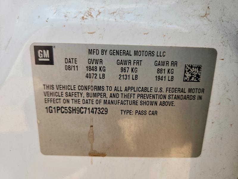 68353166 :رقم المزاد ، 1G1PC5SH9C7147329 vin ، 2012 Chevrolet Cruze مزاد بيع