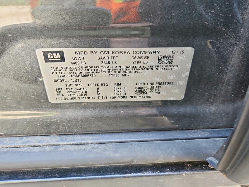 67161236 :رقم المزاد ، KL4CJESB6HB086379 vin ، 2017 Buick Encore مزاد بيع