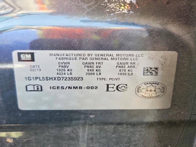 2013 Chevrolet Cruze მანქანა იყიდება აუქციონზე, vin: 1G1PL5SHXD7235923, აუქციონის ნომერი: 69715826