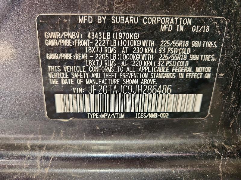 Продаж на аукціоні авто 2018 Subaru Crosstrek, vin: JF2GTAJC9JH286486, номер лоту: 68982236