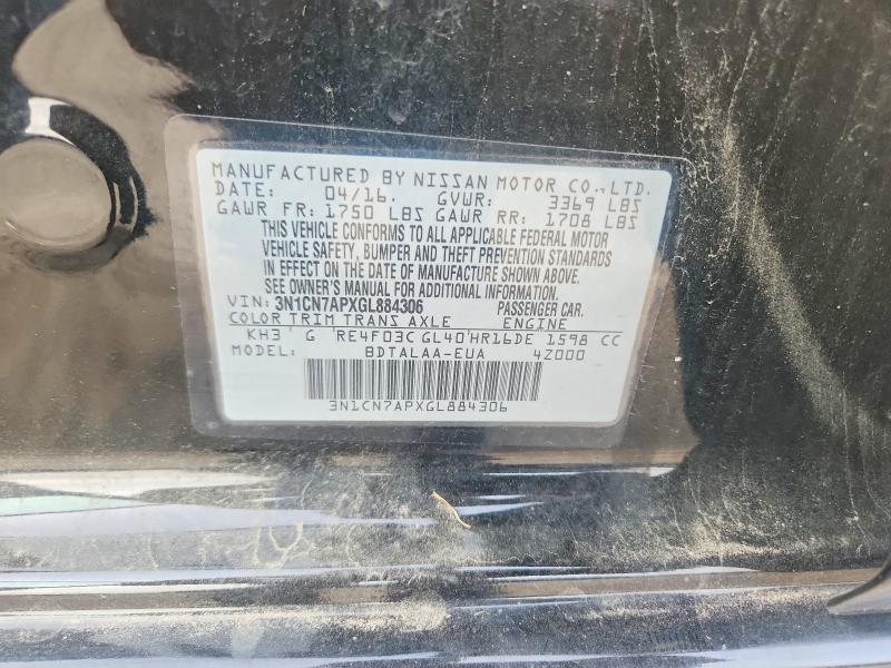 Продаж на аукціоні авто 2016 Nissan Versa, vin: 3N1CN7APXGL884306, номер лоту: 69249766