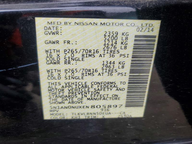 Продаж на аукціоні авто 2014 Nissan Xterra, vin: 5N1AN0NUXEN805897, номер лоту: 69093906