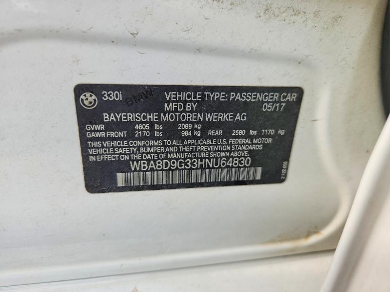 67442046 :رقم المزاد ، WBA8D9G33HNU64830 vin ، 2017 Bmw 330 مزاد بيع