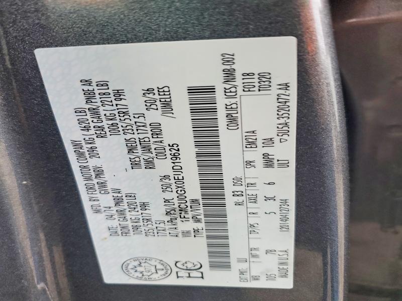 2014 Ford Escape მანქანა იყიდება აუქციონზე, vin: 1FMCU0GX0EUD19625, აუქციონის ნომერი: 69803476