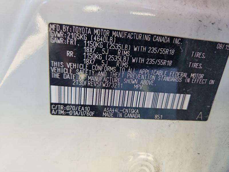 69311016 :رقم المزاد ، 2T3DFREV5FW373211 vin ، 2015 Toyota Rav4 مزاد بيع