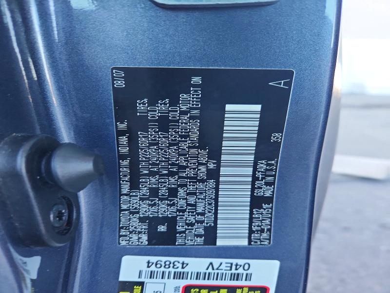 68234416 :رقم المزاد ، 5TDZK22C37S097884 vin ، 2007 Toyota Sienna مزاد بيع