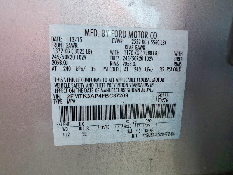 Продажа на аукционе авто 2015 Ford Edge, vin: 2FMTK3AP4FBC37209, номер лота: 69247716