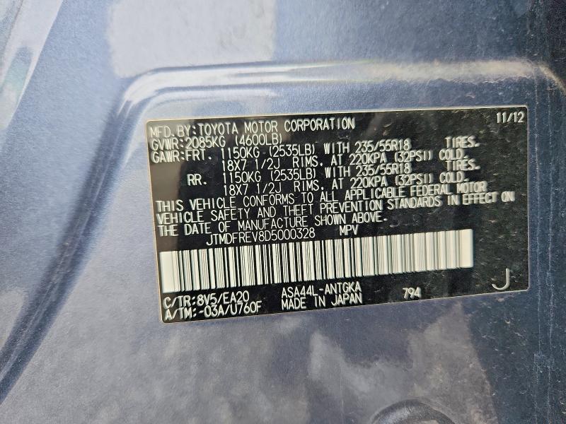 Aukcja sprzedaży 2013 Toyota Rav4, vin: JTMDFREV8D5000328, numer aukcji: 70622986