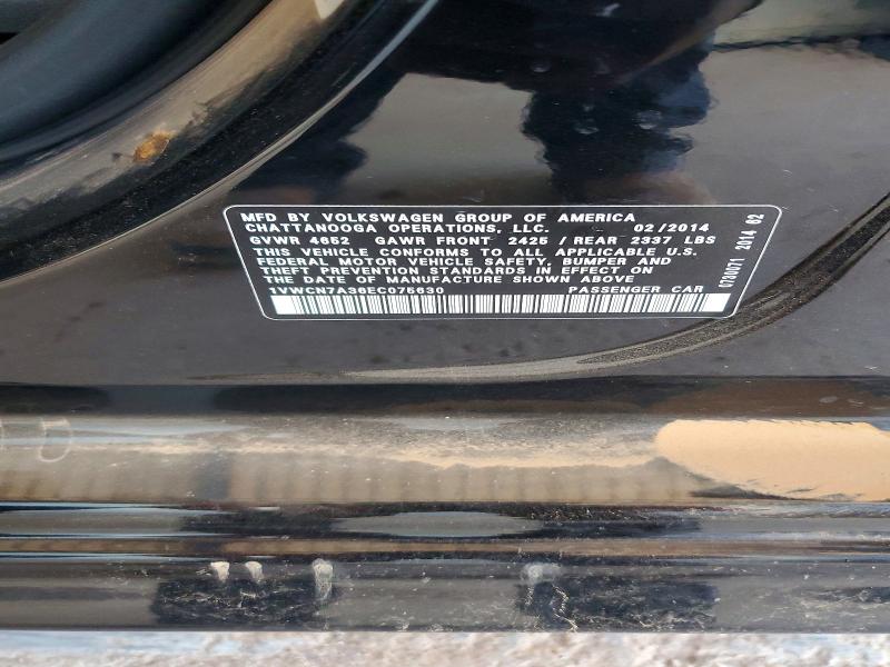 67511256 :رقم المزاد ، 1VWCN7A36EC075630 vin ، 2014 Volkswagen Passat مزاد بيع