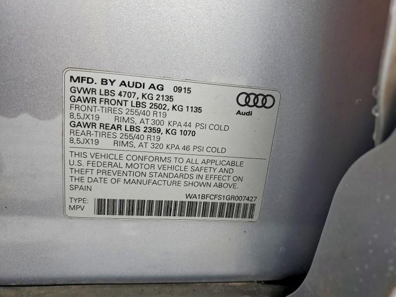 Aukcja sprzedaży 2016 Audi Q3, vin: WA1BFCFS1GR007427, numer aukcji: 68238656