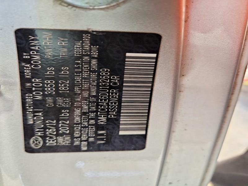 69983566 :رقم المزاد ، KMHTC6AE6DU132689 vin ، 2013 Hyundai Veloster مزاد بيع