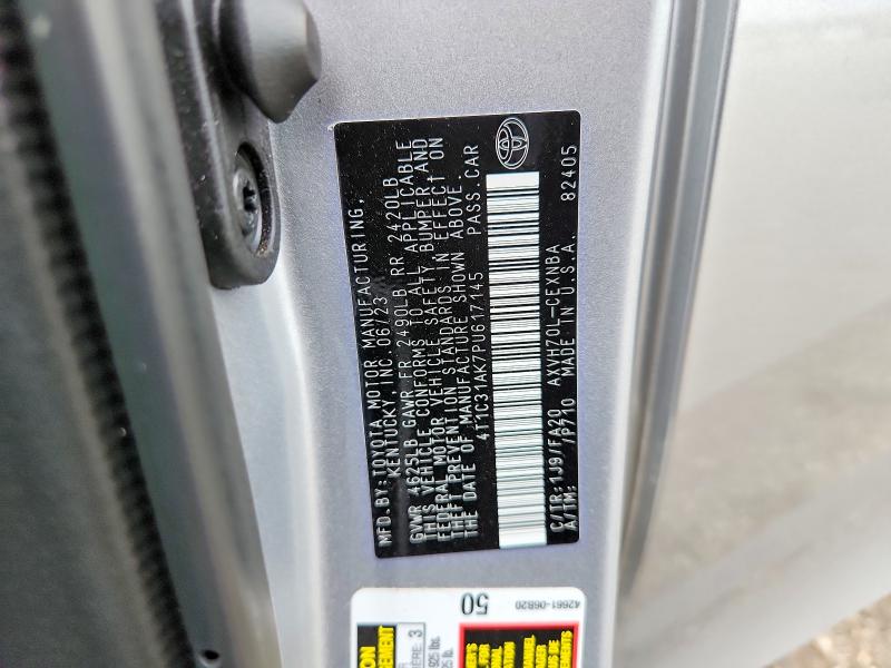 2023 Toyota Camry მანქანა იყიდება აუქციონზე, vin: 4T1C31AK7PU617145, აუქციონის ნომერი: 70498756