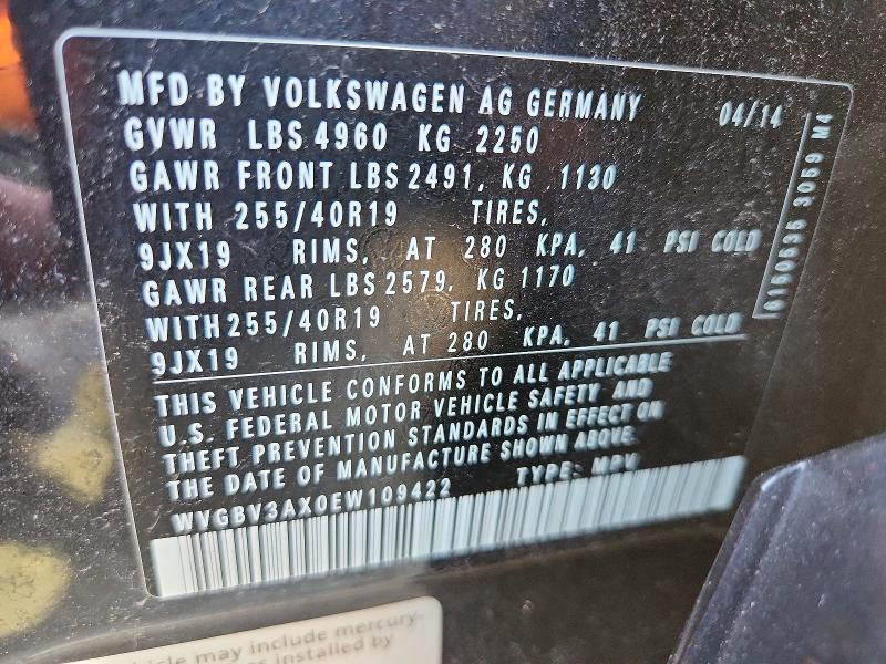69231186 :رقم المزاد ، WVGBV3AX0EW109422 vin ، 2014 Volkswagen Tiguan مزاد بيع
