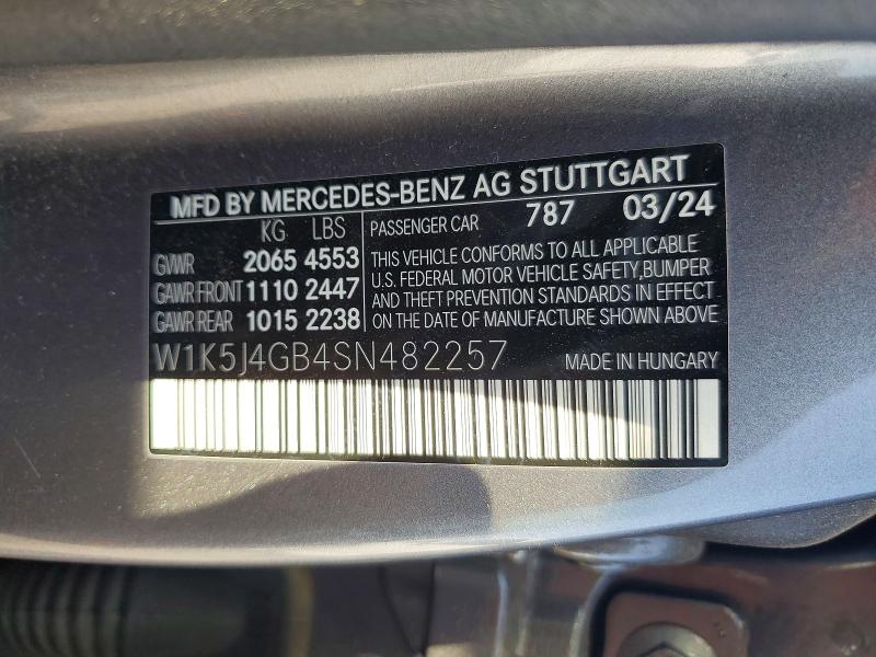 2025 Mercedes-benz Cla მანქანა იყიდება აუქციონზე, vin: W1K5J4GB4SN482257, აუქციონის ნომერი: 69379216