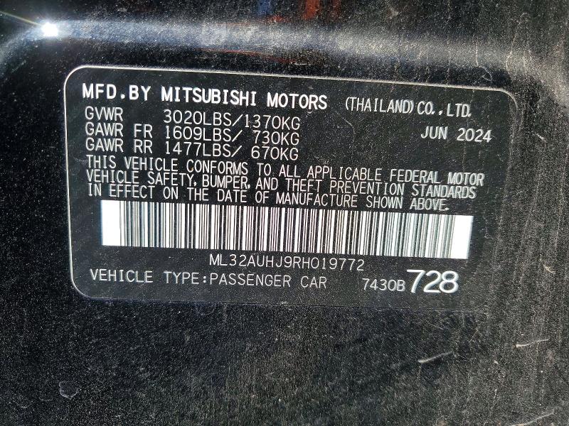 Продажа на аукционе авто 2024 Mitsubishi Mirage, vin: ML32AUHJ9RH019772, номер лота: 69808316
