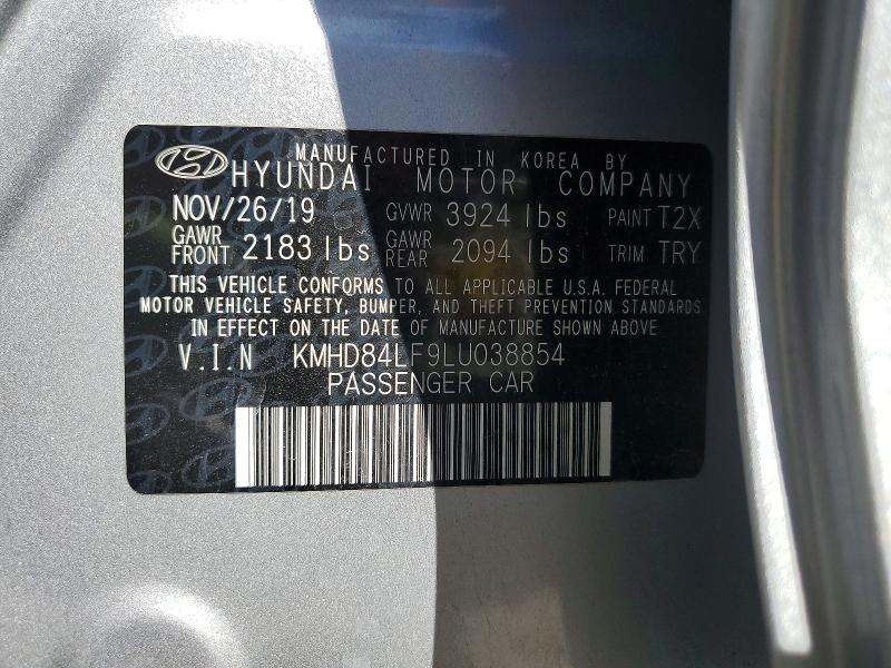 2020 Hyundai Elantra მანქანა იყიდება აუქციონზე, vin: KMHD84LF9LU038854, აუქციონის ნომერი: 68450236
