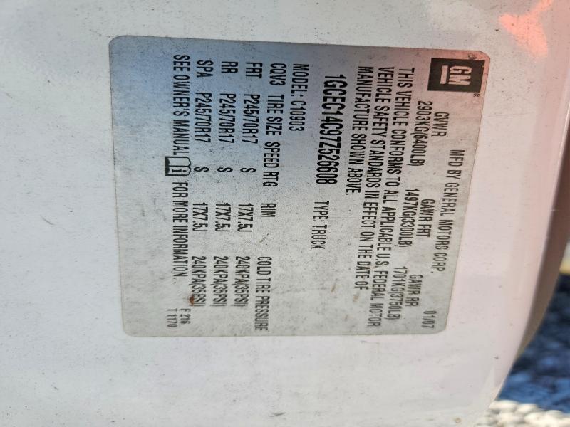 Aukcja sprzedaży 2007 Chevrolet Silverado, vin: 1GCEC14C97Z526608, numer aukcji: 70674276