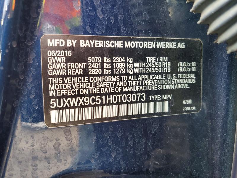 2017 Bmw X3 მანქანა იყიდება აუქციონზე, vin: 5UXWX9C51H0T03073, აუქციონის ნომერი: 68168766