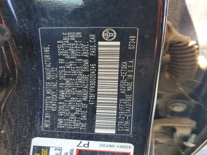 69981536 :رقم المزاد ، 4T1BF1FK9DU204246 vin ، 2013 Toyota Camry مزاد بيع