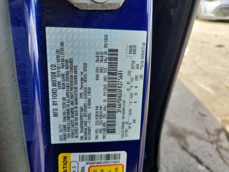 67827886 :رقم المزاد ، 3FA6P0HD3FR275681 vin ، 2015 Ford Fusion مزاد بيع