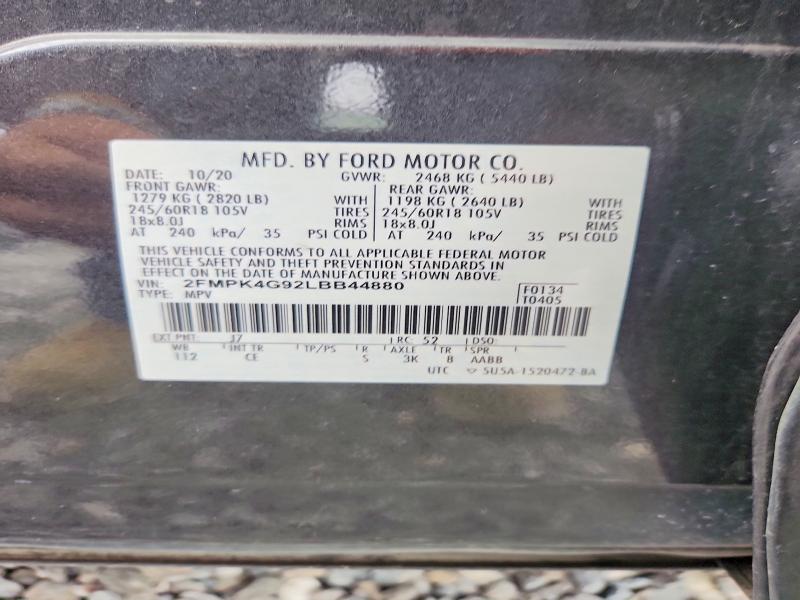 Продаж на аукціоні авто 2020 Ford Edge, vin: 2FMPK4G92LBB44880, номер лоту: 70171686