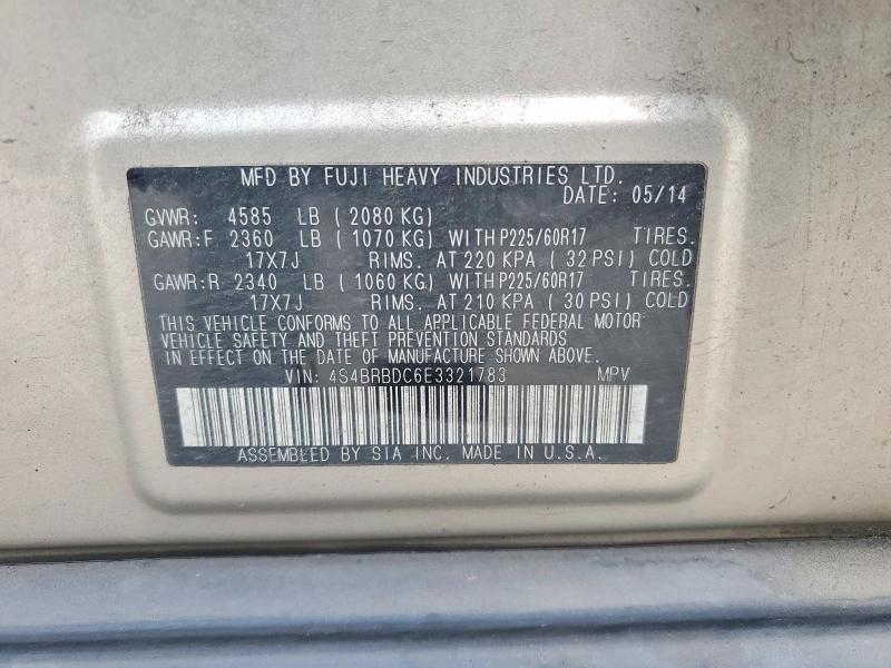 Aukcja sprzedaży 2014 Subaru Outback, vin: 4S4BRBDC6E3321783, numer aukcji: 69162746