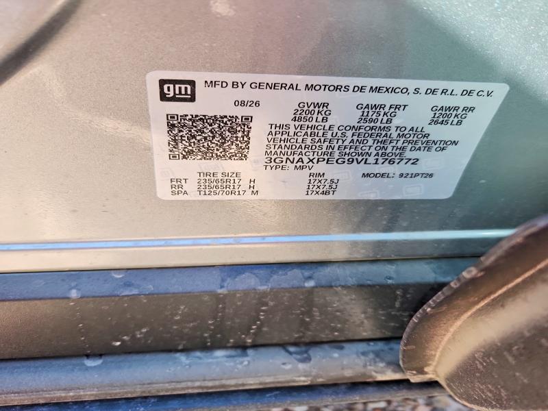 2027 Chevrolet Equinox მანქანა იყიდება აუქციონზე, vin: 3GNAXPEG9VL176772, აუქციონის ნომერი: 71182176