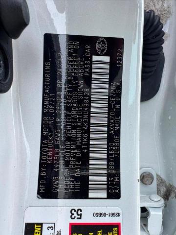 Aukcja sprzedaży 2022 Toyota Camry, vin: 4T1K61AK3NU498428, numer aukcji: 71096316