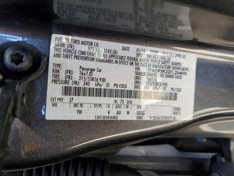 68699376 :رقم المزاد ، 1FADP3K22FL294690 vin ، 2015 Ford Focus مزاد بيع