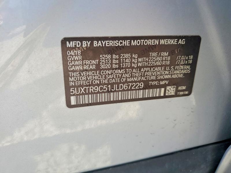 Aukcja sprzedaży 2018 Bmw X3, vin: 5UXTR9C51JLD67229, numer aukcji: 67671776