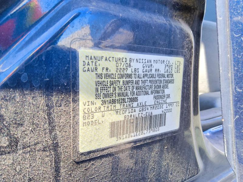 2008 Nissan Sentra მანქანა იყიდება აუქციონზე, vin: 3N1AB61E28L739805, აუქციონის ნომერი: 67195986